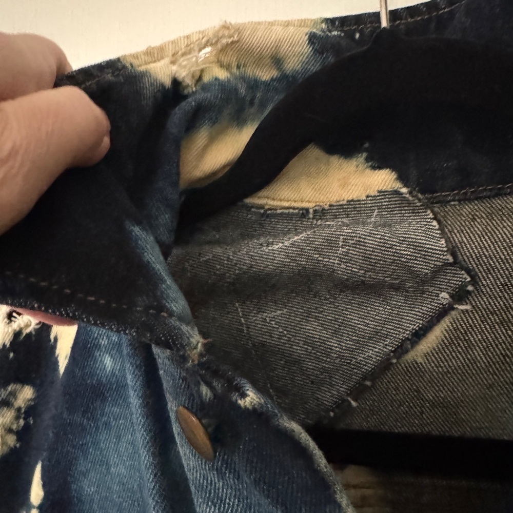 Distressed Tie-Dye Denim Jacket Artisan Made Unique - Picture 15 of 16